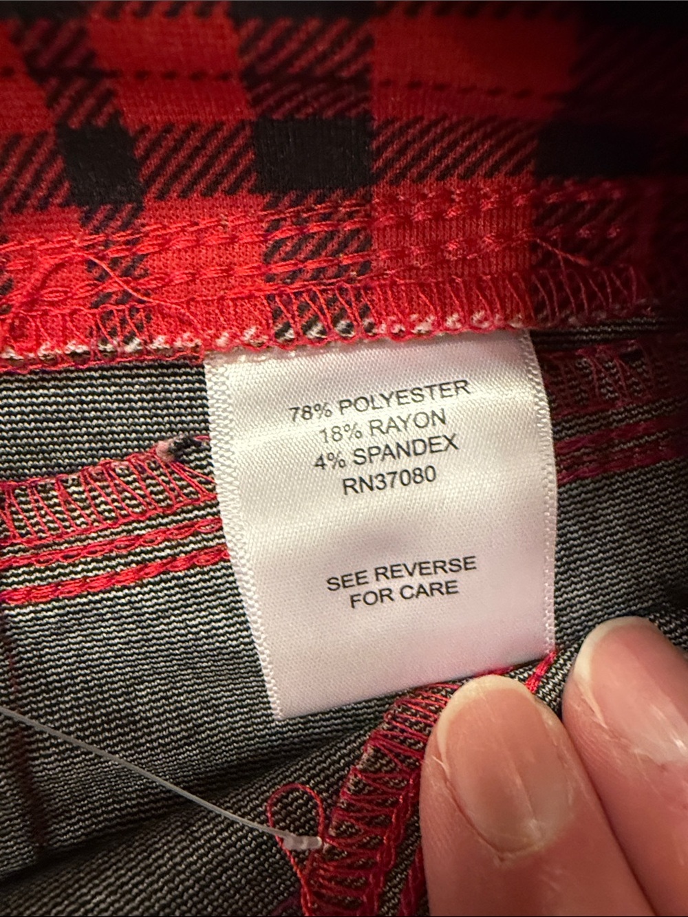 Red Plaid Women’s Flared Pants - Picture 4 of 5